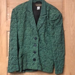 J. Francois Charles Green Zebra Print Blazer